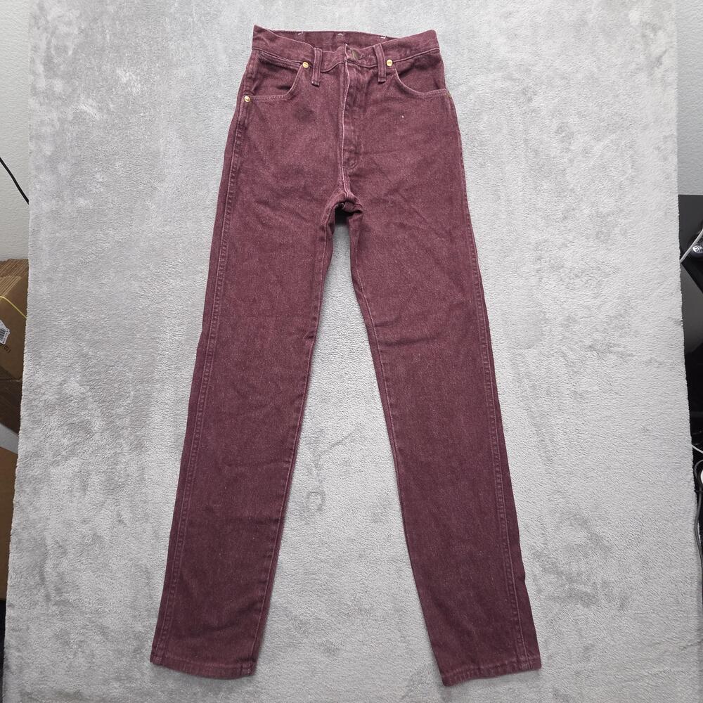VTG Wrangler Jeans Womens Measured 27x33 Burgundy Medium Wash Slim Cotton USA